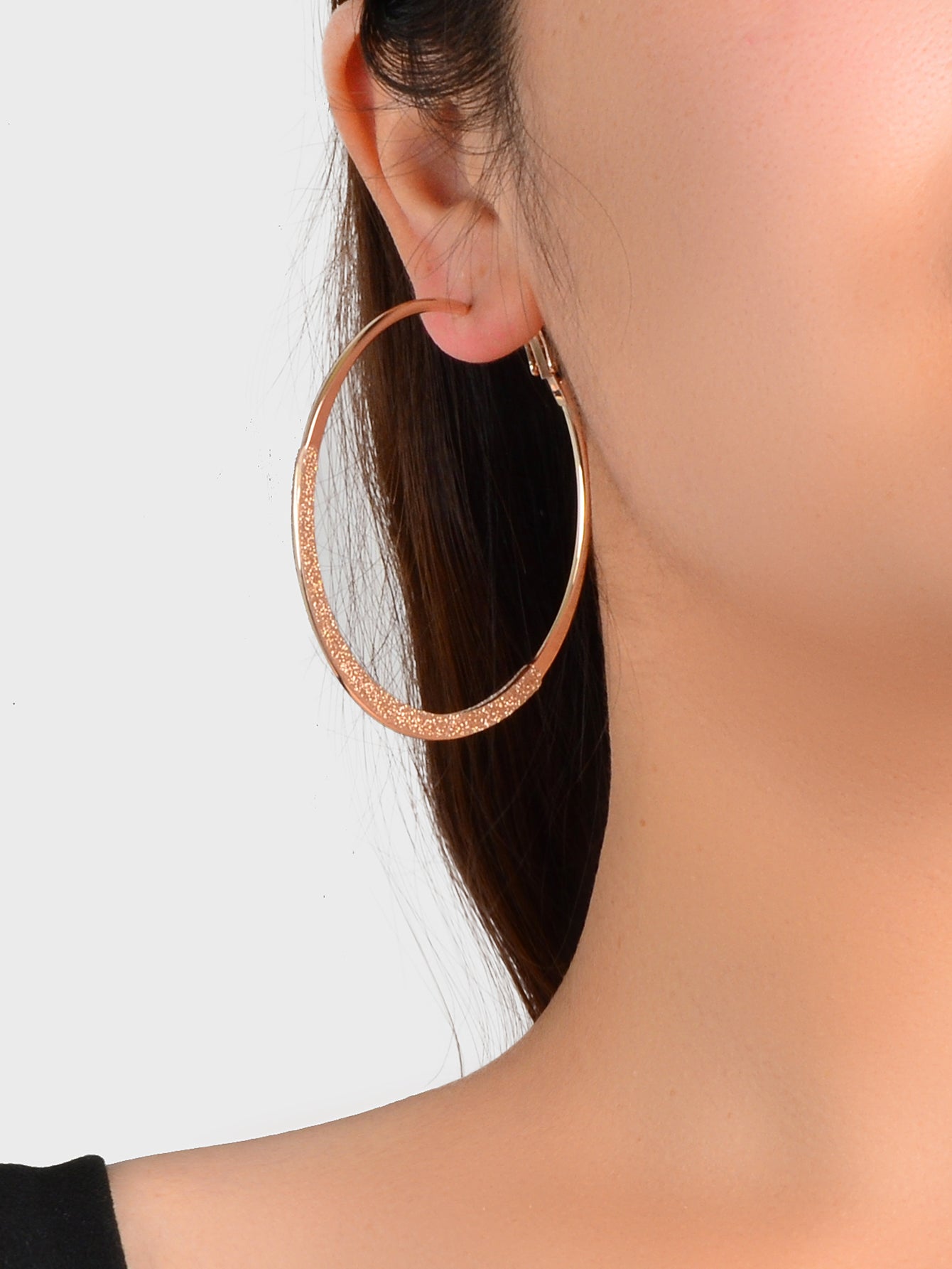 Spinning Rosegold Silver Big Circle Hoop Party Earrings Women Teens Accessories-1