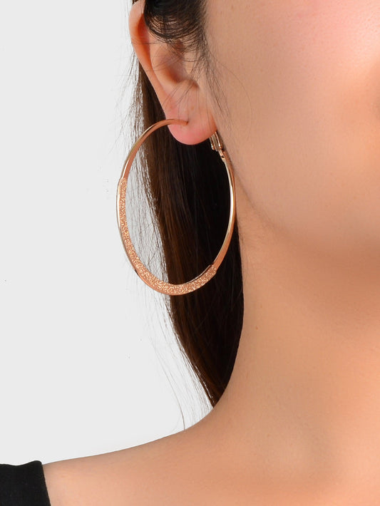 Spinning Rosegold Silver Big Circle Hoop Party Earrings Women Teens Accessories-1