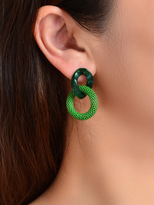 Green Red Resin Paper Clip Cuban Chain Link Dangling Party Earrings Ear Jewelry-1