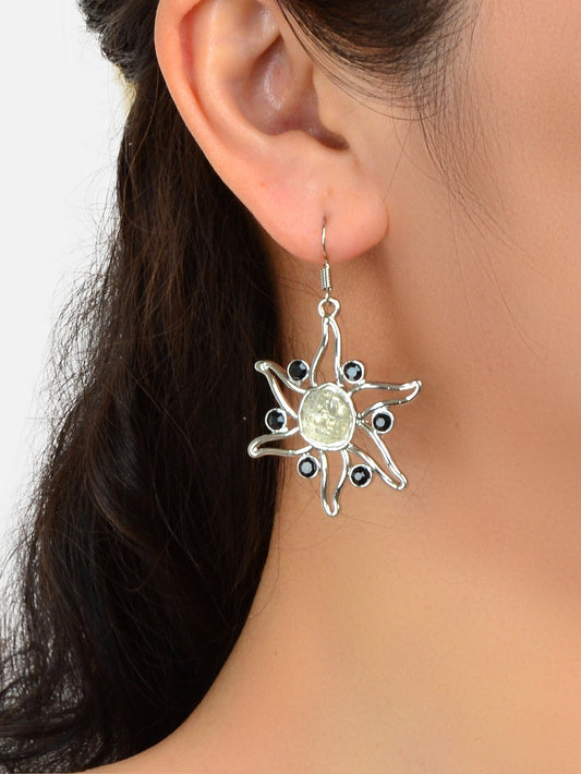 Sea Jewelry Ocean Silver Hollow Starfish Dangle Hook Exaggerated Beach Earrings-1