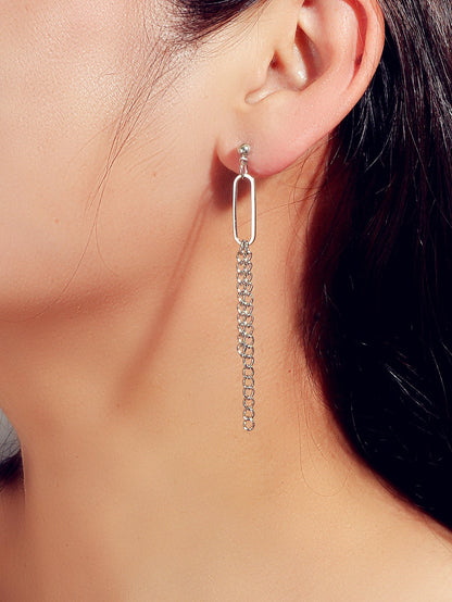 Asymmetric Jewellery Trendy Chain Dangle Pendant Punk Statement Women Earrings-1