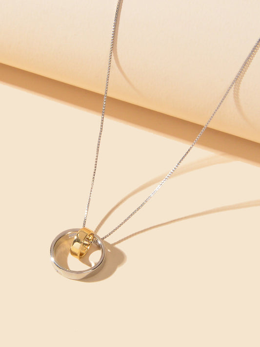 Trendy Designer Jewellery Silver Chain Gold Silver Circle Pendant Women Necklace-1