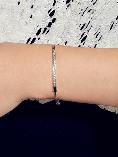 Ladies Jewellery Rhinestone Gold Silver Chain Strip Charm Adjustable Bracelet-1