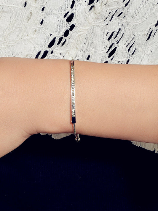 Ladies Jewellery Rhinestone Gold Silver Chain Strip Charm Adjustable Bracelet-1