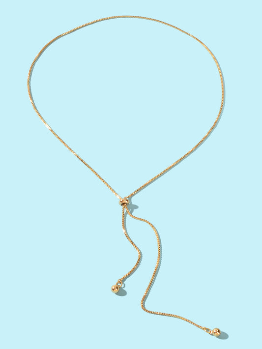 Gold Adjustable Trendy Y Drop Sliding Chain Necklace Women Minimalist Jewellery-1