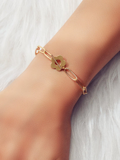Party Decoration for Women Gold Link Chain Flower Charm Classics Bracelets Gift-1