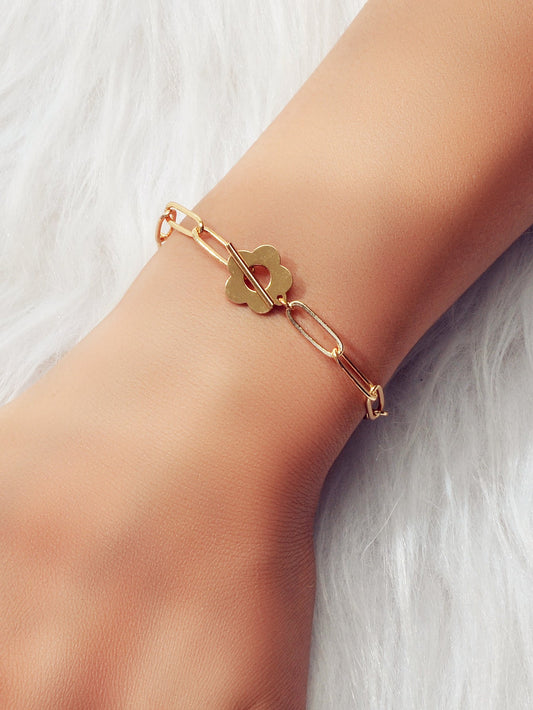 Party Decoration for Women Gold Link Chain Flower Charm Classics Bracelets Gift-1