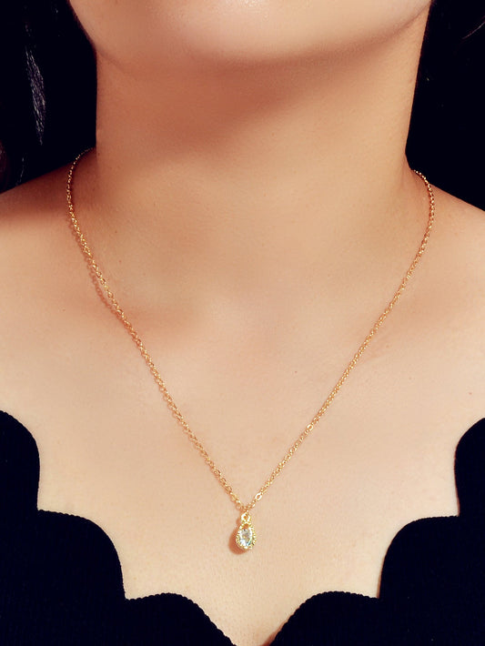 Charming Gold Chain Simulated Cubic Zirconia Water Drop Pendant Necklace Wedding-1