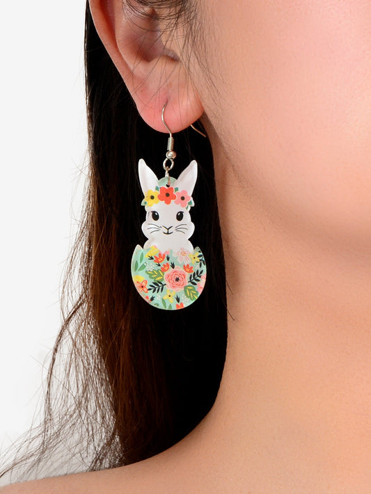 1 Pair Novelty Trendy Easter Bunny Eggs Earrings Bohemian Rabbit Ear Jewellery-1