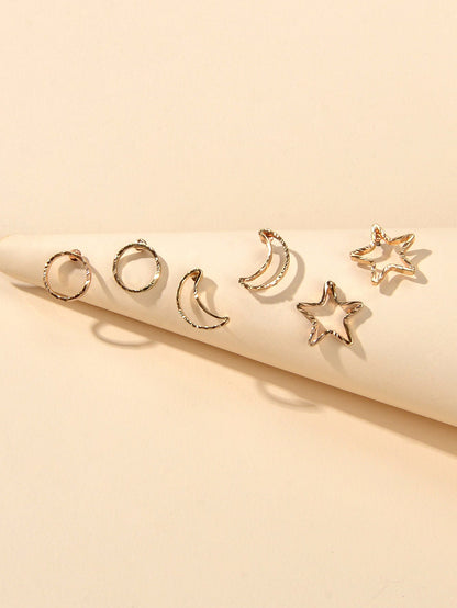 3 pairs Minimalist Jewelry Circle Star Moon Trendy Stud Small Earrings for Women-1