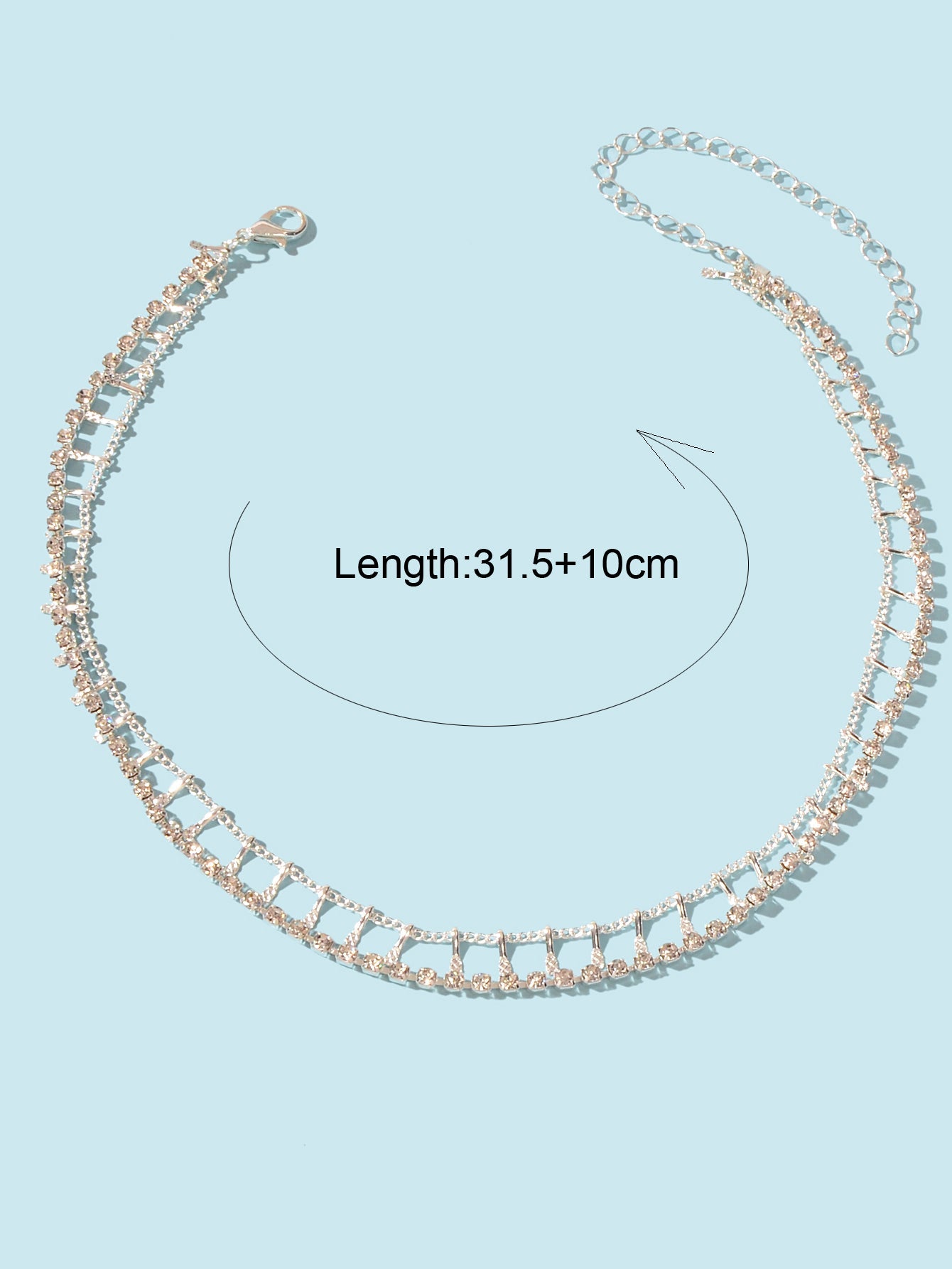 Gold Layered Initial Necklaces Women Rhinestone Decoration Double Chain Choker-1