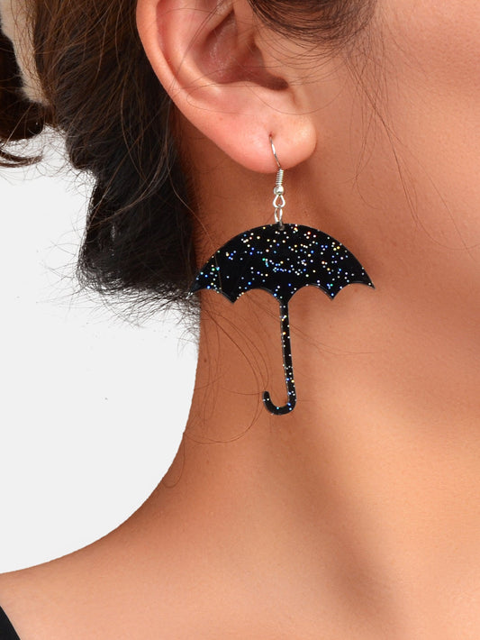 Shiny Acrylic Black Umbrella Drop Dangle Earrings Creative Nightclub Jewellery-1