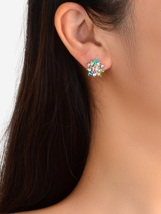 Sparkly Colourful Rhinestone Lightweight Star Ear Studs Bridal Wedding Earrings-1