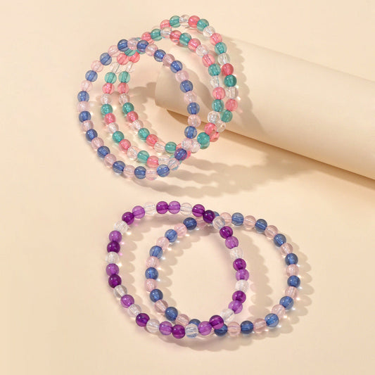 5 pcs Boho Chic Style Handmade Colorful Beads Elastic Bracelet Bangles for Women-1
