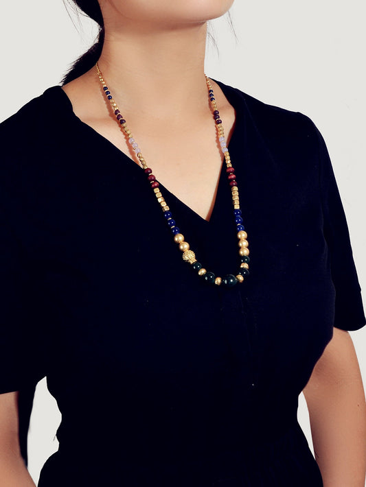 Bohemian Ethnic Jewelry Multi-colored Beads Handmade Long Chain Indian Necklace-1