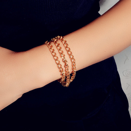 Ladies Jewellery Cool Punk Multi-layer Gold Link Chain Bracelet Bangle for Women-1
