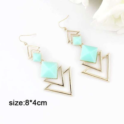 Trendy Jewellery Pink Blue Acrylic Triangle Geometric Earrings Wholesale Price-2