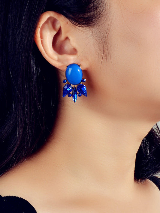Retro Style Colorful Crystal Geometric Stud Earrings Party Fesvital Jewelry Gift-1