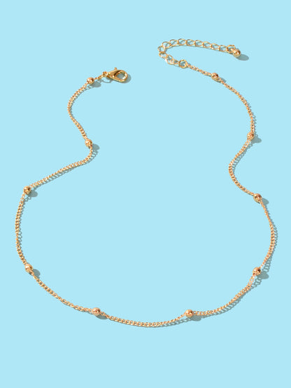 Gold Color Metal Ball Bib Choker Women Girls Teens Party Necklace Collar Jewelry-1