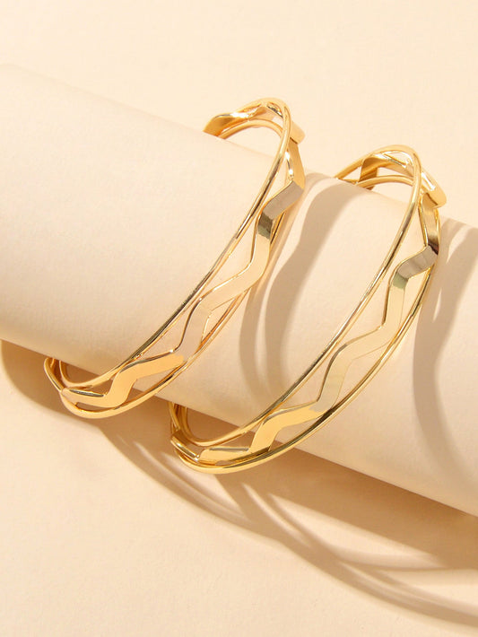 Gold Silver Geometric Statement Big Hoop Dangle Earrings Girls Party Decoration-1