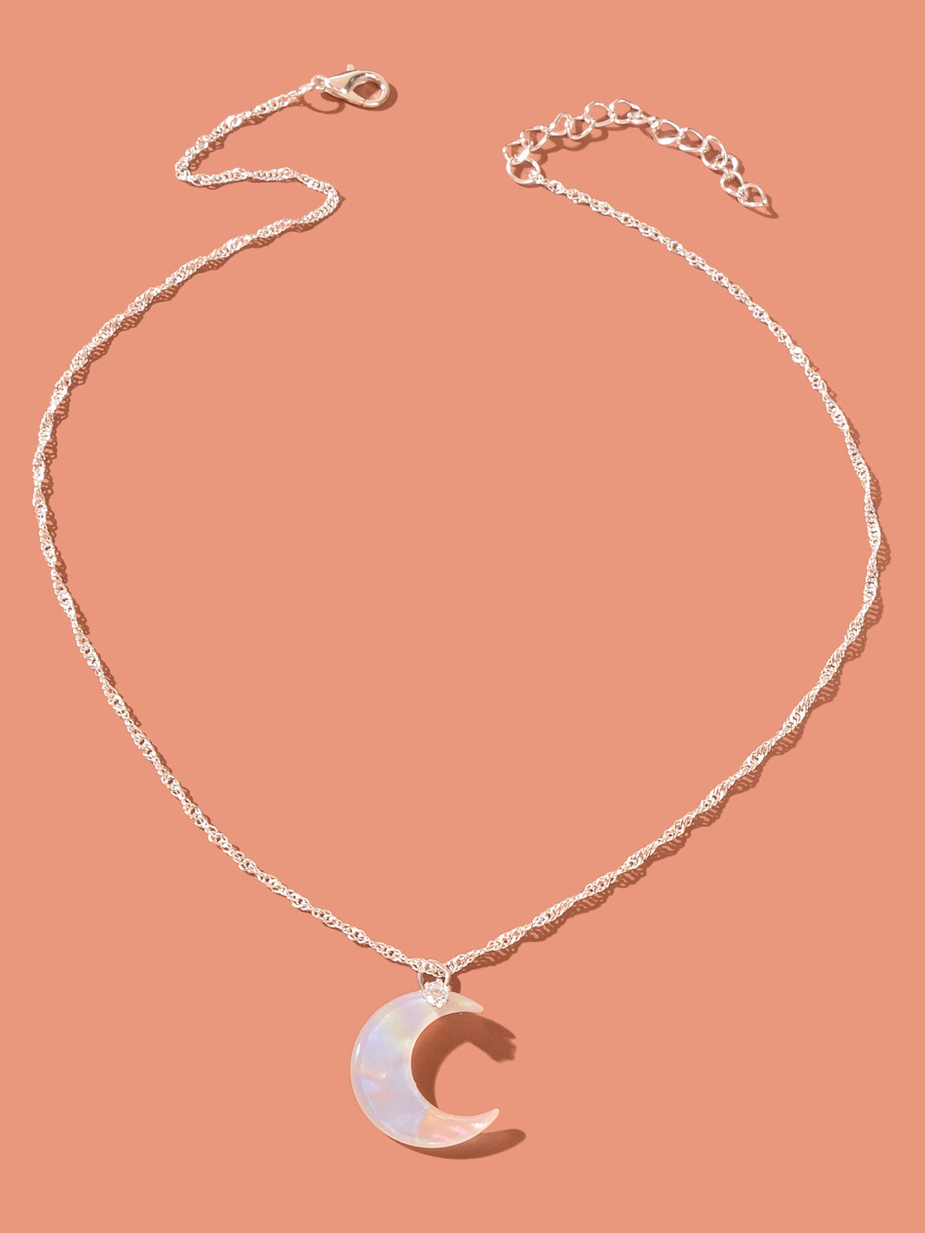 Delicate Gold Chain Transparent Acrylic Moon Pendant Necklace Girls Jewelry Gift-1
