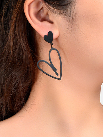 Large Hollow Love Heart Pendant Dangle Earrings for Girls Party Dating Jewellery-1