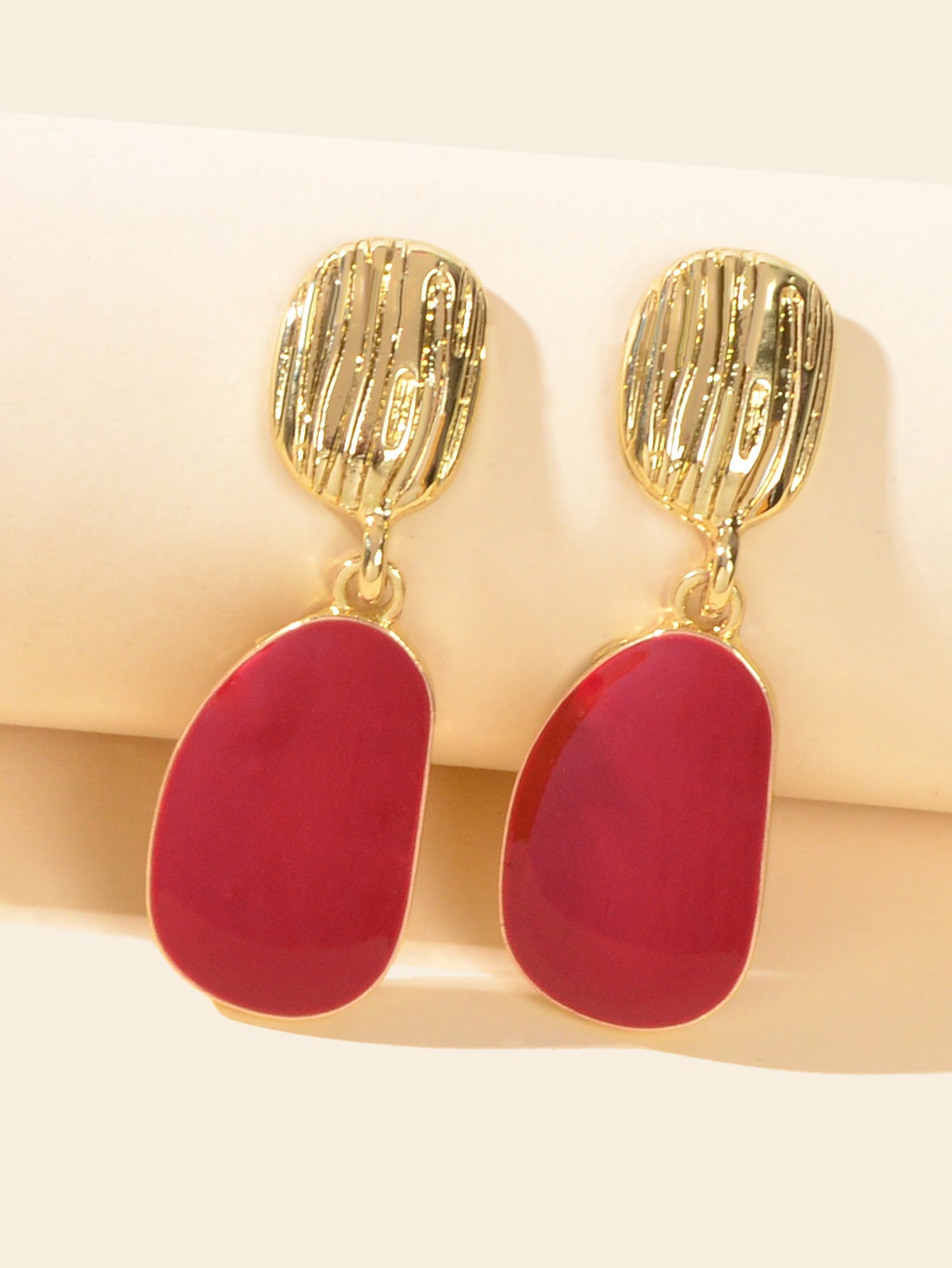 Party Decoration Red Enamel Geometric Hypoallergenic Earrings Daily Jewellery-1