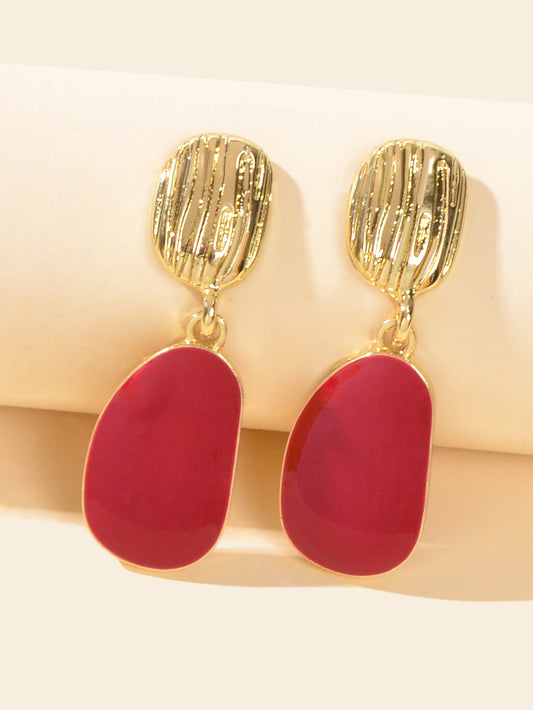 Party Decoration Red Enamel Geometric Hypoallergenic Earrings Daily Jewellery-1