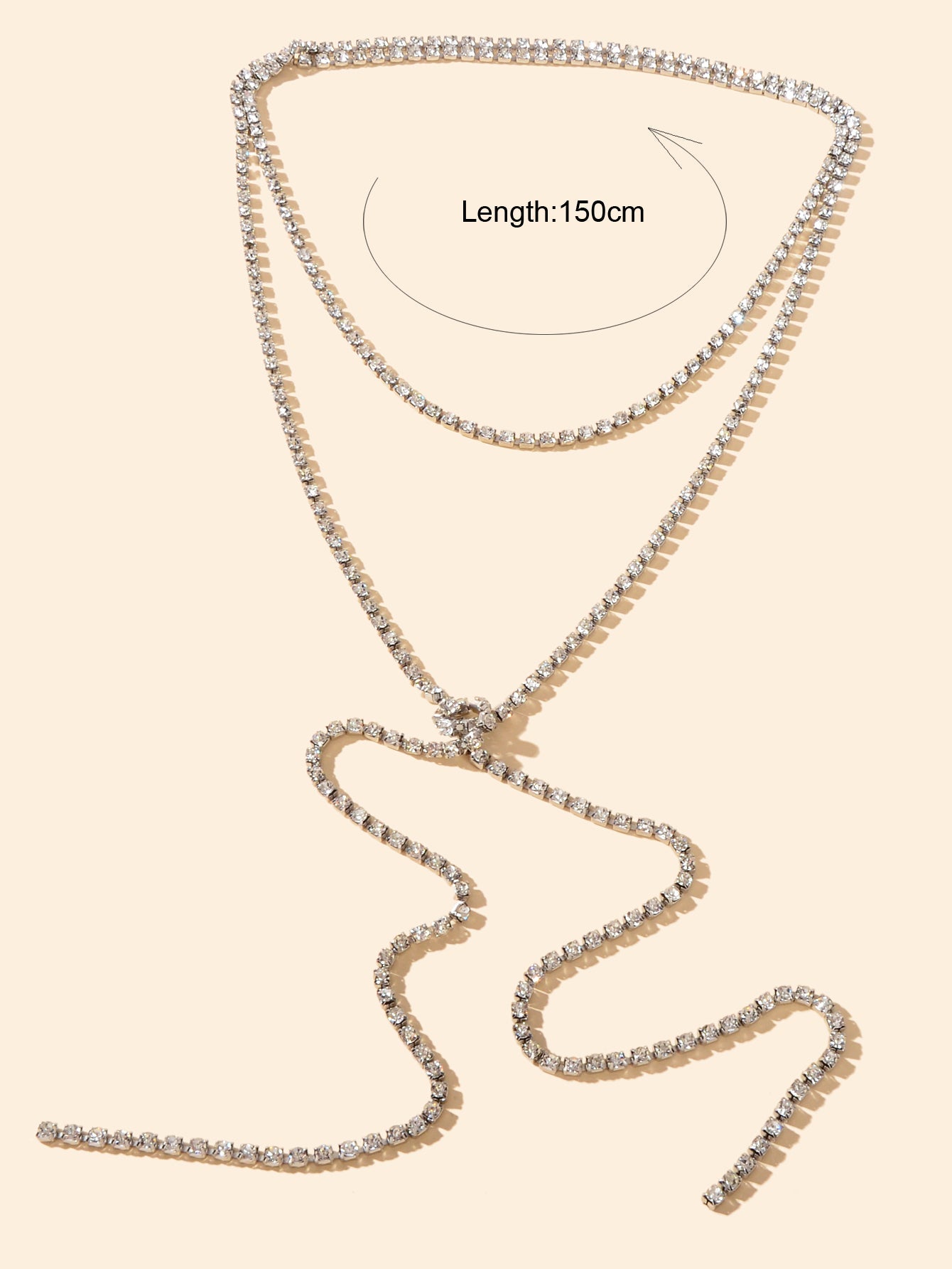 Luxury Multilayered Silver Chain Tassel Full Rhinestone Long Y Style Necklace-1