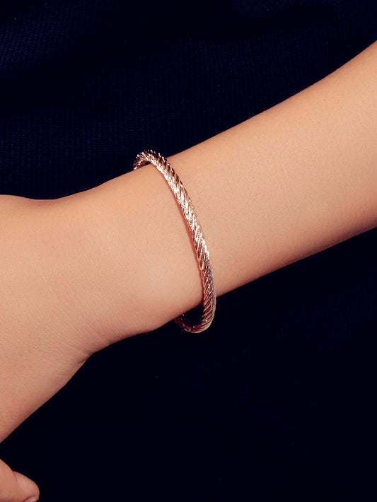 Good Quality Punk Minimalist Rosegold Silver Open Cuff Bangle Statement Bracelet-1