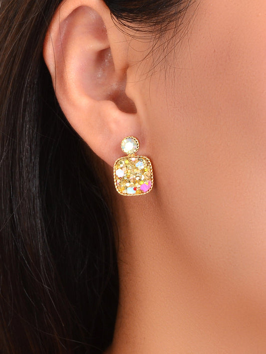 Shining Colourful Sequin Geometric Square Stud Earrings Wedding Dinner Jewellery-1