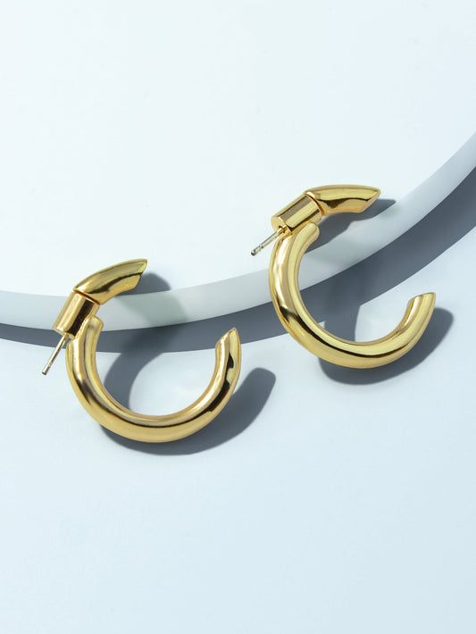 Punk Minimalist Metal Circle Huggie Hoop Pierced Statement Earrings Ear Jacket-1
