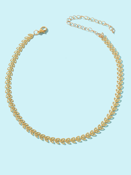 Minimalist Hollow Leaf Gold Chain Short Clavicle Necklace Party Choker Jewellery-1