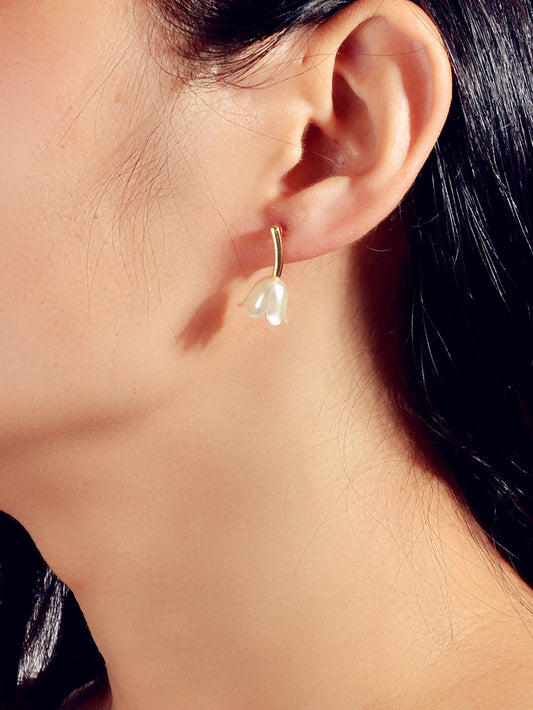 Perfect Engagement Jewellery Metal Pearl Flower Tulip Stud Earrings Accessories-1