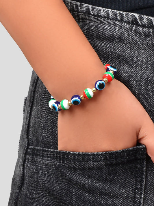 Festival Accessories Colourful Beaded Evil Eye Elastic String Bracelet Xmas Gift-1