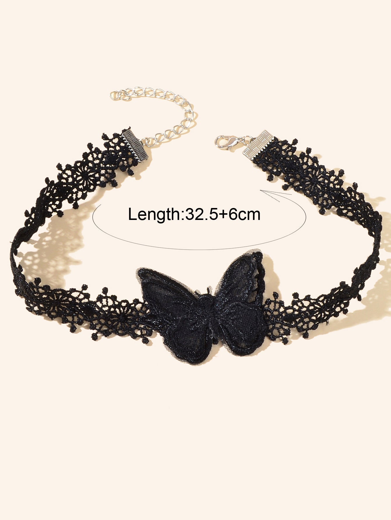Retro Gothic Punk Black Lace Butterfly Tattoo Choker Costume Necklace Collar-1