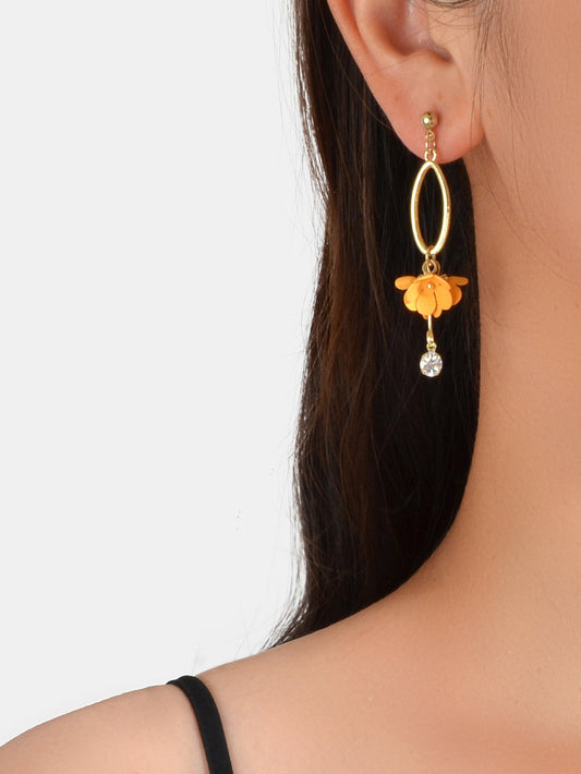 Orange Charm Rhinestone Charm Gold Colour Dangle Earrings Women Party Decoration-1