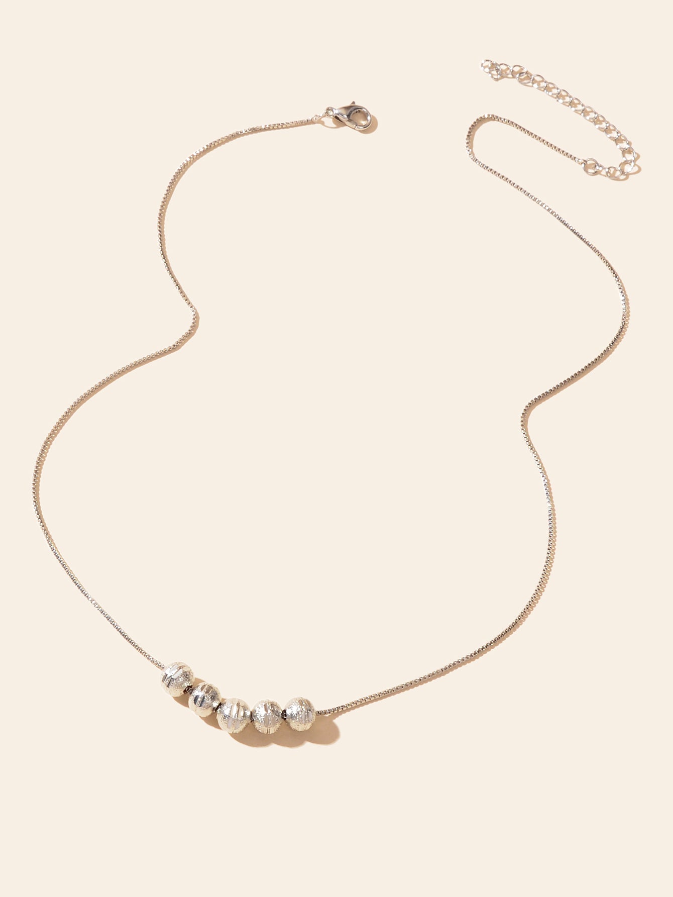Minimalist Silver Chain Beaded Pendant Clavicle Necklace Women Trendy Accessory-1