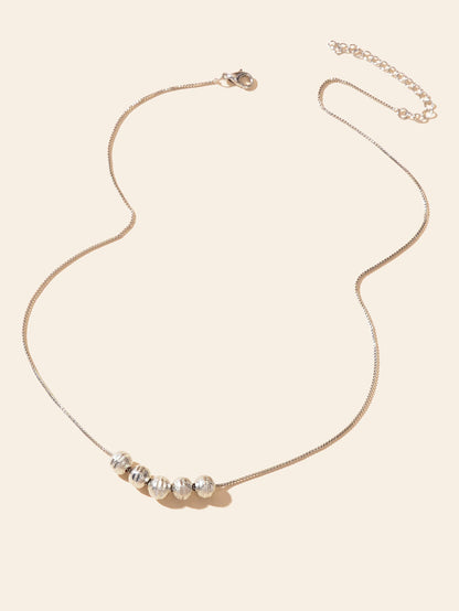 Minimalist Silver Chain Beaded Pendant Clavicle Necklace Women Trendy Accessory-1