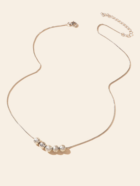 Minimalist Silver Chain Beaded Pendant Clavicle Necklace Women Trendy Accessory-1