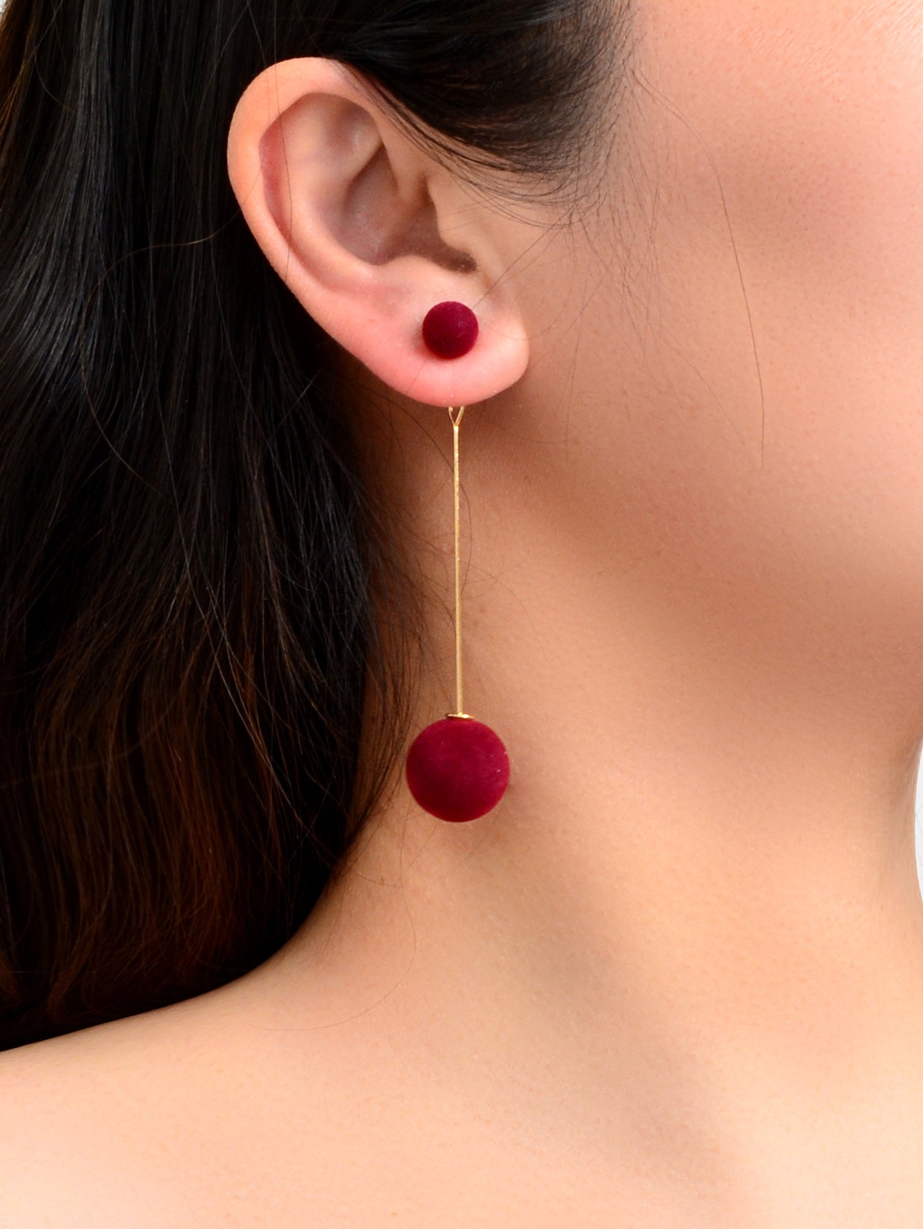 Simple Dangling Light Solid Ball Earrings Elegant Bead Stud Jewelry-6