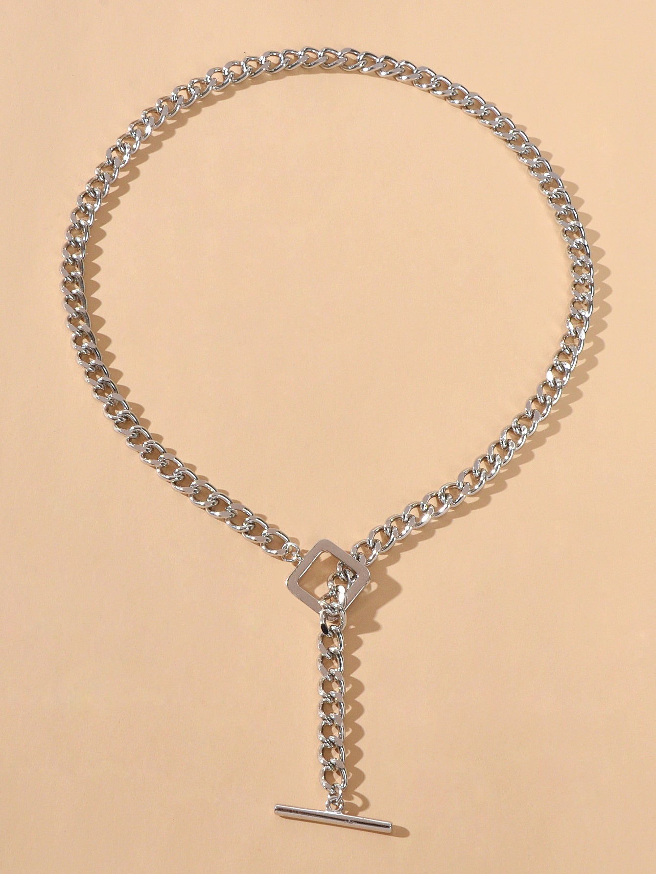 Punk Statment Jewelry Crude Y Lariat Chain Minimalist Square Collar Necklace-1