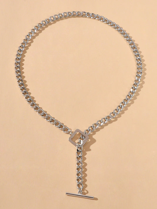 Punk Statment Jewelry Crude Y Lariat Chain Minimalist Square Collar Necklace-1