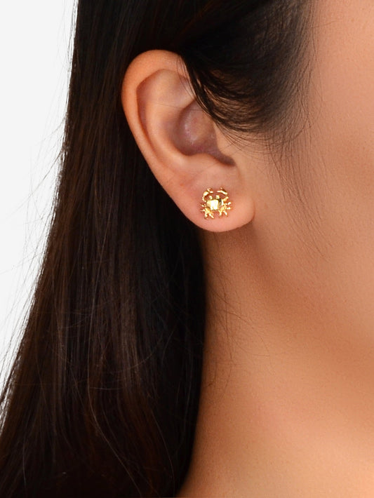Minimalist Jewellery Gold Plated Small Crab Stud Earrings Dainty Gifts for Girls-1