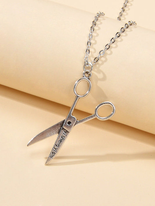 Personality Creative Silver Chain Scissors Designer Stylish Charm Necklace Gift-1