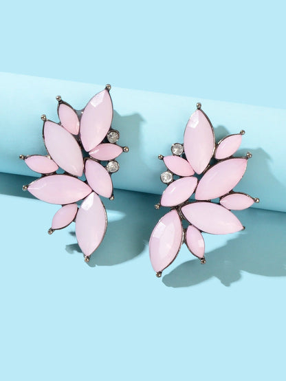 Female Luxurious Jewelry Sparkly Crystal Flower Stud Bridal Engagement Earrings-5