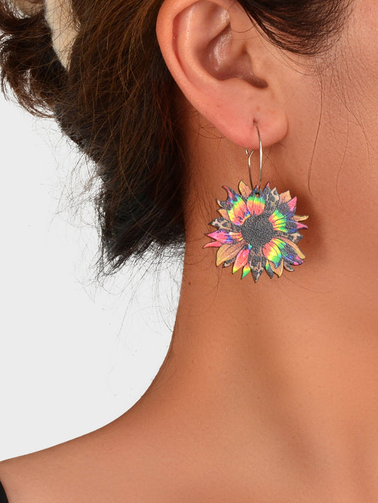 Colourful Sunflower Earrings Bohemian Summer Trendy Wooden Daisy Flower Jewelry-1