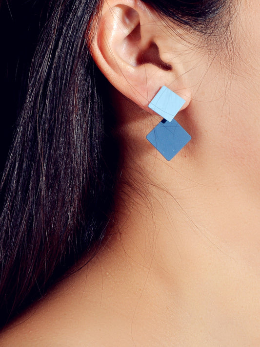 Chic Colourful Enamel Square Simple Geometric Stud Earrings Statement Jewellery-1