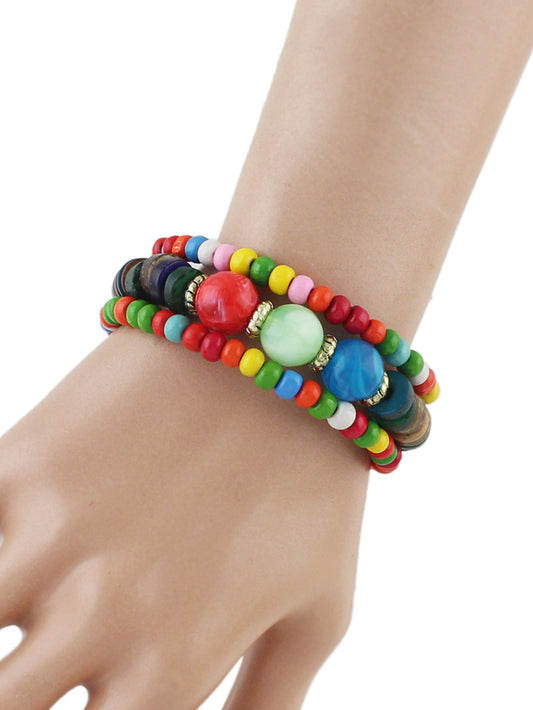Ethnic Jewelry Handmade Colorful Bead Multi-layer Chain Bohemian Bangle Bracelet-1