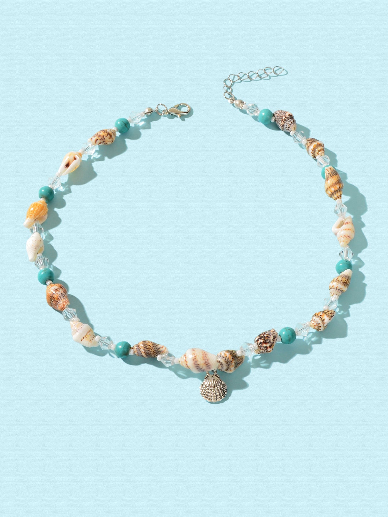 Ethnic Style Handmade Conch Beaded Chain Shell Charm Collar Sea Series Necklace-1